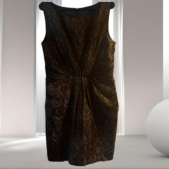 Pre Owned Women’s Max Cleo Zip Sleeveless Dress Gold Black Size 14 Festive Fun - Picture 1 of 12